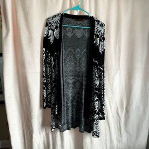 Belldini Open Front Cardigan - 2X, black & white